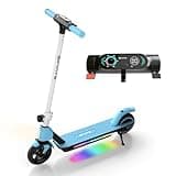 SIMATE Electric Scooter for Kids 6-14, Colorful Lights & Double Brake System, Aluminum Alloy Frame, Foldable, LED Display, for Boys Girls