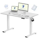 FLEXISPOT EN1 One-Piece Standing Desk, 48"x24" Seamless Desktop Electric Height Adjustable Desk for Home Office, Multi-Monitor Setups & Easy Assembly, White