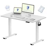 FLEXISPOT EN1 One-Piece Standing Desk, 48"x24" Seamless Desktop Electric Height Adjustable Desk for Home Office, Multi-Monitor Setups & Easy Assembly, White