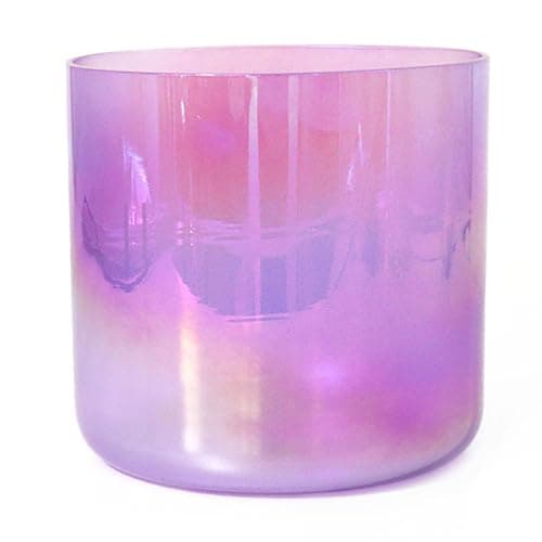YLFFFZZZ 6 Inch Alchemy Crystal Singing Bowl, 440Hz Clear Purple Quartz Chakra Bowl with Free Acrylic Striker & O-Ring, for Yoga, Sound Healing, Meditation(A Note)