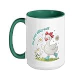 Be Your Silly Self Cute Girl Goose Positive Message Ceramic Mug, Dark Green/White, 15oz