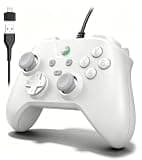 Wired Controller for Android/Tablet/Windows PC/Switch/PS4/PS3, 1000Hz Polling Rate Plug and Play Gaming Gamepad Joystick with USB C Adapter, Dual Motors, Turbo, 6.56ft Cable,Ultra-Low Latency -White