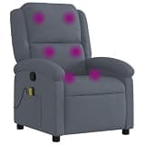 KTPRTOCK Manual Reclining Massage Chair with 6 Vibration Points, Dark Grey Velvet Upholstered Armchair, 135 Degree Recline, Side Pocket, Wood and Metal Frame