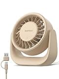Warmco USB Desk Fan, Small Personal Desktop Table Fan with Touch Control,USB-A & USB-C Dual Plug (Sand)