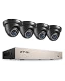 ZOSI 1080p Home Security Cameras System with AI Human/Vehicle Detection,H.265+ 8CH CCTV DVR and 4pcs 2.0MP 1920TVL Surveillance Cameras Indoor Outdoor,80ft Night Vision,Remote Access(No HDD)