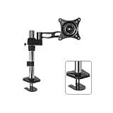 NYTFHMS Monitor Stand Single Monitor Stand Arm Adjustable 15"-27" Long Arm Monitor Desk Mount Monitor Stand Mount with Clamp and Grommet Kit, Vesa Mount 75/100Mm Tv Stands,B-Grommet Base