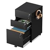 DEVAISE 3 Drawer File Cabinet with Individual Locks, Black