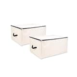 PurpleEssences Storage Bags, 26x20 In, Set of 2, 3-Side Zipper Natural