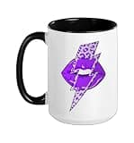 Purple Lightening Lips Purple Graphic Ceramic Mug, Black/White, 15oz