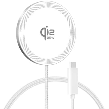 Qi2.2 25W Magnetic Wireless Charger: Fast Qi2 Charging Pad for iPhone 17 16 15 14 13 12 Pro Max, Samsung Galaxy S26 S25, Google Pixel 10, AirPods-Slim Portable for Desk Bedside Travel-White 1 Pack