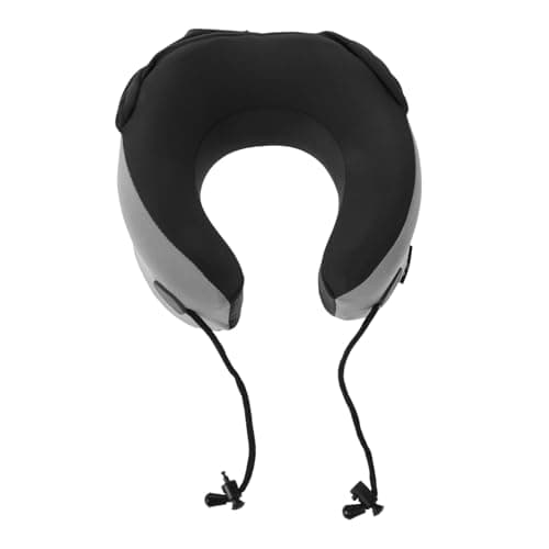 DECHOUS Hooded Travel Neck Pillow Memory Foam Support for Long Flights Office Use and Road Trips Compact Design Storage for Easy Carrying Gray Third Generation