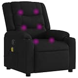 UERNGFTKM Manual Reclining Massage Chair with 6 Vibration Points, Black Fabric Recliner with Cup Holders and Side Pocket, 135-Degree Reclining Armchair for Living Room
