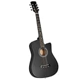 38-Inch Cutaway Acoustic Guitar Matte Black Basswood Body