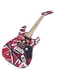 Solid Body Electric Guitar, Red Striped Heavy Metal Tribute Style with Locking Tremolo, Full Size 6-String for Hard Rock (Guitarra Eléctrica)