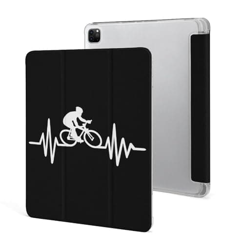Bike Cycling Heartbeat Lifeline Soft TPU Case Auto Sleep Wake Cover with Pencil Holder Compatible with Ipad Pro 2021 (12.9in)