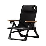 Folding Sun Lounger with 5 Adjustable Positions, Oxford Cloth Seat with Cushion, Suitable for Garden/Indoor/Outdoor Use(Black)