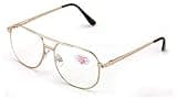 V.W.E. Bifocal Metal Aviator Reading Glasses - Big Lens Spring Hinge Square Reader - Clear lens (Gold, 1.25)
