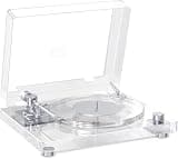Vintage Vinyl Record Player Wireless Bluetooth 5.3 Turntable with Built-in Preamp Premium Carbon Fiber Tonearm and Anti-Vibration Acrylic Platter 2-Speed Turn Table System