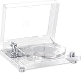 Vintage Vinyl Record Player Wireless Bluetooth 5.3 Turntable with Built-in Preamp Premium Carbon Fiber Tonearm and Anti-Vibration Acrylic Platter 2-Speed Turn Table System