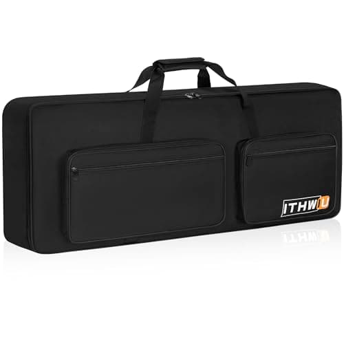 ITHWIU Padded 8mm Shockproof Slim61 Keys Keyboard Case Electric Piano Keyboard Gig Bag Well Protection with Adjustable Straps and 4-Pocket for Keyboard Accessaries, Black (Interior: 37.8”×13”×6”)