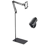 Kefotic Floor Tablet Stand for Kindle Reading in Bed with Remote Page Turner Ring, Hands Free Tablet Arm Holder for Kindle Accessory, Compatible with iPhone Paperwhite eReader