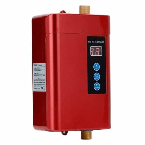 Red Tankless Instant Hot Water Heater, 3000W 110V Mini Electric Water-Heater with LCD Display, Under Sink On Demand Hot Water Heater, for Kitchen Bathroom RV Dish and Hand Washing