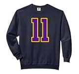 Purple and Gold Number 11 Jersey Player Uniform #11 Fan Comfort Colors Adult Sweatshirt