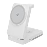 ciciglow Foldable 3 in 1 Wireless Charger Stand 15W Fast Charging Station with Magnetic Snap and Temperature Control for Phone Watch Earphone (White)