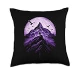 Mountain Rider Under Purple Moonlight Throw Pillow
