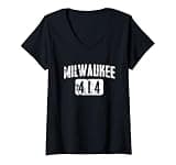 Women's Milwaukee 414 Area Code Vintage City Pride Design V-Neck T-Shirt