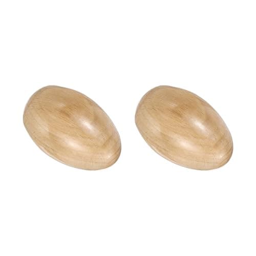 QUARKZMAN 2Pcs Wooden Egg for Shaking Musical Instrument Percussion Manual Wooden Musical Eggs for DIY Painting Music Learning Easter Party Performance (Wood Color)