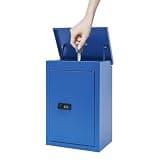 Wall-Mount Mailbox with Key Lock, Blue Mail Box for Outdoor Use, Lockable Security Post Box for Home Residential Porch, Weatherproof Metal Letterbox with Keys
