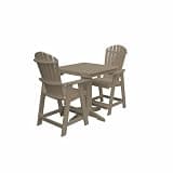 Keystone Amish Co. Poly Composite Thompson Adirondack 3-Piece Counter Height Dining Set with Square Table, Weathered Wood