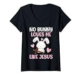 Women's Niemand Liebt Mich So Wie Jesus Easter Rabbit V-Neck T-Shirt
