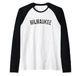 Vintage Milwaukee Black Text Apparel Raglan Baseball Tee