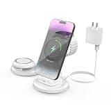 Foldable 3-in-1 Magnetic Wireless Charger, 15W MagSafe Fast Charging Station for iPhone Air/17/16/15/14/13/12 Series, Apple Watch & AirPods Pro/4/3/2 - Portable Travel Charger Stand (White)