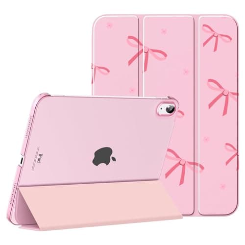 CISSOOK Case for iPad (A16) 11th Generation 11 Inch 2025 / iPad 10th Generation 10.9 Inch 2022, Slim Smart Cover with Hard PC Translucent Back, Supports Touch ID, Auto Wake/Sleep, Sweet Pink Bow
