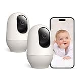 Nooie Baby Monitor with Camera 2 Pack, WiFi Baby Monitor Camera,360-degree 2K, Smart Baby Camera with Motion Tracking, Night Vision,Two Way Audio&Sound Detection,Works with Alexa, SD Card and Cloud