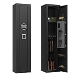 KEDABUBU Gun Cabinet with Removable Racks for Home, Heavy-Duty 3-5 Gun Safe for Rifles and Pistols, Gun Storage Locker with Electronic Lock & LED Alarm Light, Fully Assembled Rifle Safe, 52’H