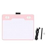 T503 Digital Drawing Tablet, Graphics Tablet with Electromagnetic Induction Pen, 5080LPI Resolution 8192 Pressure Levels, Plug and Play for Android iOS Devices (Pink)