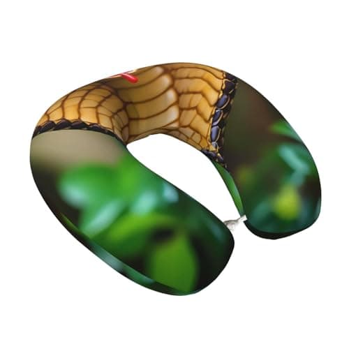 Fuzquwu Cobra Snake Pattern Neck Pillow for Traveling Airplane,Pure Memory Foam U-Shaped Neck Pillows for Flight Headrest Sleep