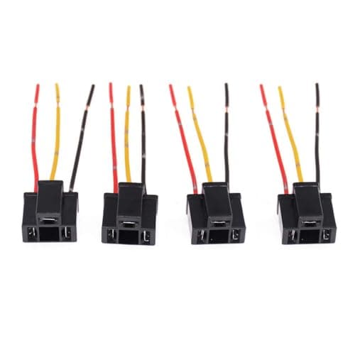 UltAlt 4 Pack H4 Headlight Connector Replacement H4 Pigtail Socket Wiring Harness Plug Female 3 Pin Wire Harness Adapter for H4 9003 HB2 Fog Light H4 Halogen Bulb H4 Headlamp Car Truck Motorcycle Boat