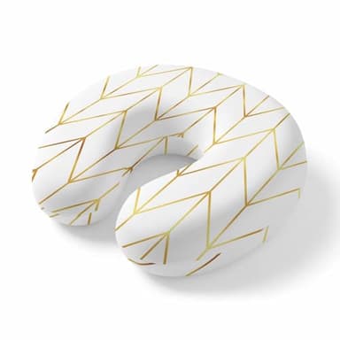 ZFUNCING Travel Pillows U-Shaped Neck Pillow Golden Lines Chevron Ergonomic Memory Foam Pillow Head Cushion,Abstract Herringbone on White Soft Portable Neck Pillows for Office Airplane Car Train