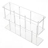 XEVALDRIC 3-Tier Acrylic Clear Long Bookcase 11.8''D X 47.2''W X 24.6''H Horizontal Bookshelf with Large Storage Easy Assembly for Living Room Office Bedroom