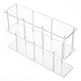 XEVALDRIC 3-Tier Acrylic Clear Long Bookcase 11.8''D X 47.2''W X 24.6''H Horizontal Bookshelf with Large Storage Easy Assembly for Living Room Office Bedroom