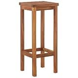 DXKDUSOKJ Set of 2 Solid Acacia Wood Outdoor Bar Chairs with Footrests, Rustic Design for Garden Patio Terrace, Easy Assembly