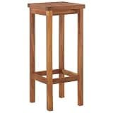 DXKDUSOKJ Set of 2 Solid Acacia Wood Outdoor Bar Chairs with Footrests, Rustic Design for Garden Patio Terrace, Easy Assembly