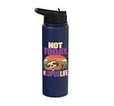 Lupus Fighter Purple Ribbon Sloth Stainless Steel Insulated Water Bottle
