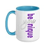 Purple Be-YOU-Nique Purple Graphic Ceramic Mug, Blue/White, 15oz