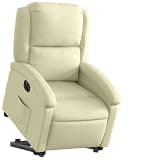 HBFDSFG Real Leather Power Lift Recliner Chair Cream Electric Stand Up Reclining Armchair with Side Pocket